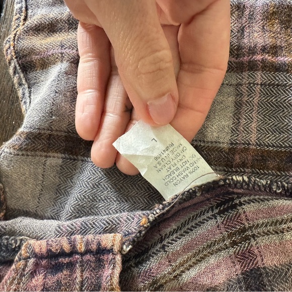 Nu Vintage Plaid Shirt EUC size Large Soft Flannel Distressed - Picture 5 of 6